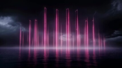 Wall Mural - Red Light Pillars Seamless Looping Background  

