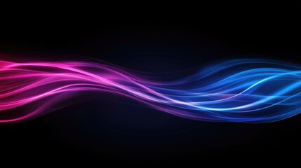 Fototapete - Blue and pink tech gradients flow through abstract waves and neon trails highlighting futuristic digital environments and the rhythm of modern technological motion