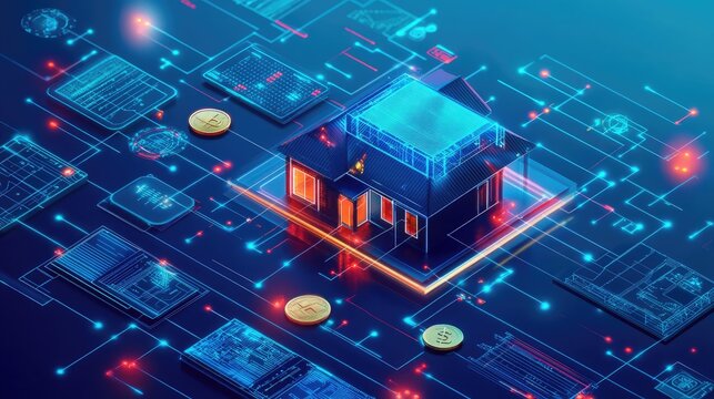 Eco-smart digital housing idea framed by sustainability graphics and energy icons highlighting both environmental impact and cost-saving opportunities of a green lifestyle approach