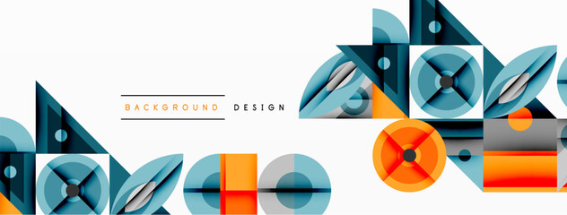 Poster - Geometric pattern. Modern design features overlapping shapes, vibrant colors, clean lines. Minimalist aesthetic suitable for backgrounds.