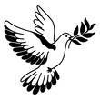 © mamunit1 - A graceful dove, wings outstretched, carries an olive branch, isolated on white background