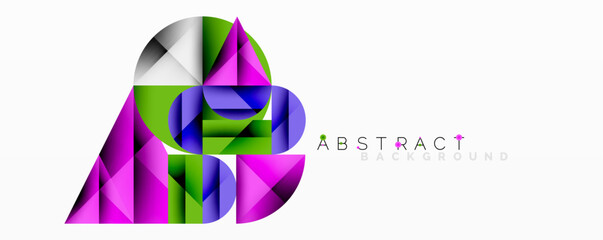 Aufkleber - Geometric shapes form heart design. Vibrant colors blend, creating modern abstract background. Clean lines, stylish presentation.