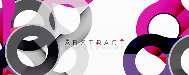 Poster - Modern design features overlapping circles. Gray, pink, purple hues create dynamic visual effect. Clean background enhances composition.