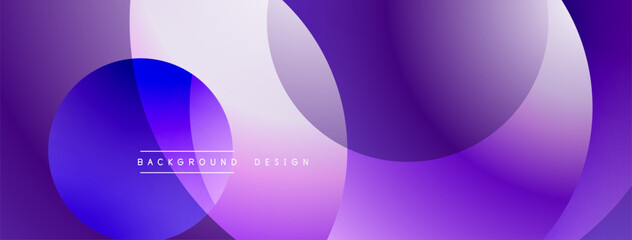 Fototapete - Abstract purple background. Overlapping circles create dynamic fluid shapes, gradients, modern design elements. Minimalist aesthetic.