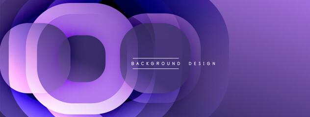 Poster - Abstract purple layers create dynamic composition. Rounded shapes overlap, forming modern background design. Gradient effect adds depth.