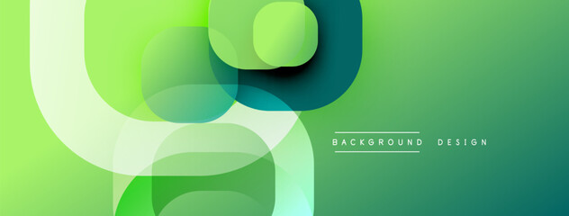 Aufkleber - Abstract green layers create dynamic composition. Smooth gradients, overlapping shapes suggest depth, modern aesthetic. Minimal text present.