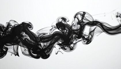 Poster - Abstract black smoke swirls gracefully against a minimalist background, creating a dynamic and artistic visual effect