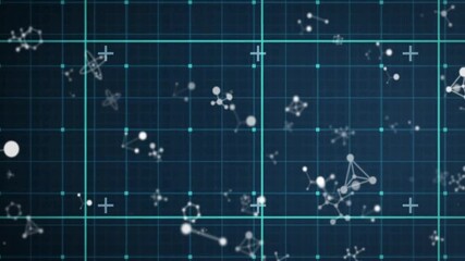 Aufkleber - Opening revealing blue field with cyan grid starting drifting nodes forming clusters breaking apart