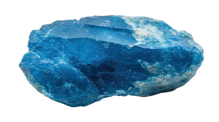 Poster - Raw apatite chunk in neon blue hue, Transparent background, PNG file