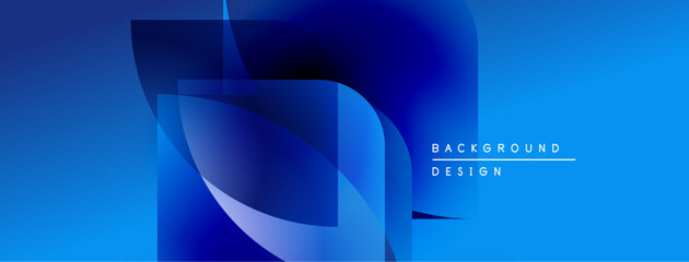 Aufkleber - Abstract blue design. Layers create depth, modern aesthetic. Gradient shades offer visual interest, simple text element present.