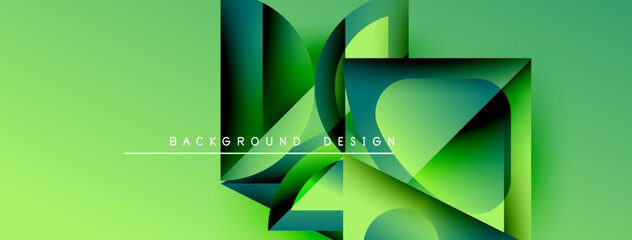 Aufkleber - Abstract geometric shapes overlap, creating dynamic green composition. Modern design element for backgrounds, presentations.