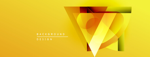 Aufkleber - Abstract geometric design. Yellow gradients form layered shapes, creating dynamic visual effect. Text reads background design.