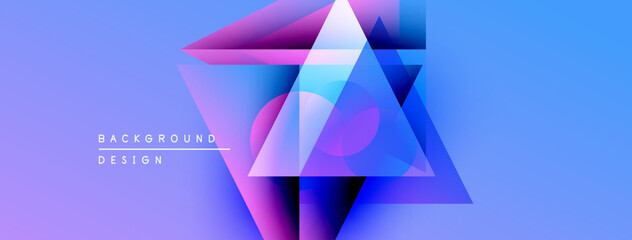 Leinwandbilder - Abstract geometric shapes overlap, creating vibrant blue, purple gradients. Modern design elements suggest technology, innovation.
