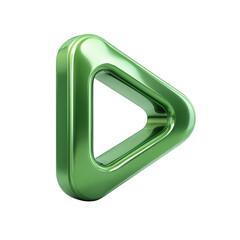 Aufkleber - Green metallic play button icon 3d render shiny triangle geometric shape modern design element digital media video player on transparent background