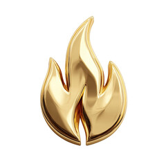 Poster - Shiny golden flame symbol isolated on elegant 3d render luxury design perfect for branding websites and applications high on transparent background