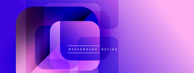 Poster - Abstract geometric shapes overlap, creating vibrant purple gradient. Modern design element for backgrounds, presentations. Minimalist style.