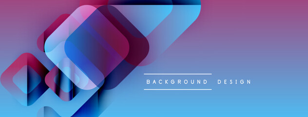 Poster - Abstract geometric shapes overlap, creating vibrant blue, purple gradients. Modern design element for backgrounds, presentations.