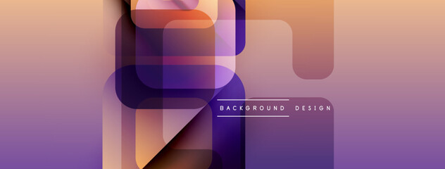 Poster - Abstract geometric shapes overlap, creating vibrant gradient effect. Soft purple, orange hues dominate composition. Modern design element.