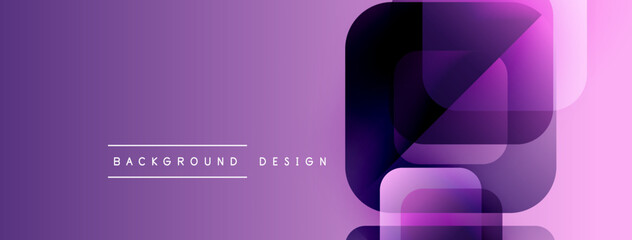 Poster - Purple gradient background features overlapping square shapes. Modern design elements create abstract visual effect. Minimalist style.