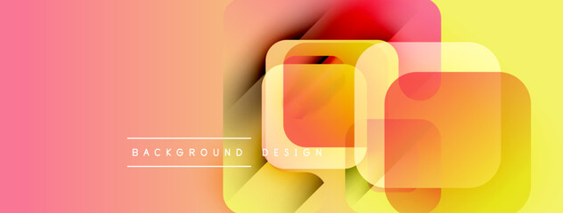 Poster - Abstract geometric background. Overlapping squares create vibrant color gradients. Modern design elements suggest innovation, energy.