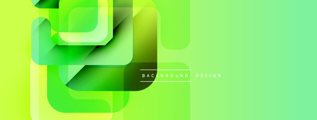 Poster - Abstract geometric shapes overlap, creating vibrant green gradient background. Minimalist design with text element present.