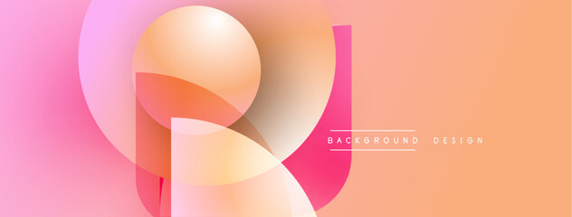 Aufkleber - Abstract shapes overlap, creating soft gradients. Pink, orange hues dominate design. Minimal text present, simple background.