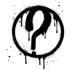 Poster - Spray painted graffiti question marks in black over white. question drip symbol. isolated on white background