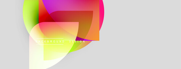 Aufkleber - Abstract colorful shapes overlap, creating dynamic visual effect. Light gradients blend into white space. Modern design element.