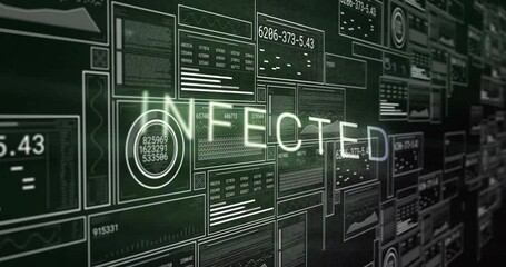  - Fading letter I initiating panels shifting data updating and red traces glitching across interface