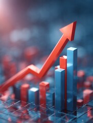 Aufkleber - 3D Growth Graph Illustrating Market Profit With Financial Background Highlighting Increasing Economy and Sales Strategy