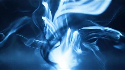 abstract ghostly blue black energy ribbon loop 4K cinematic particles background
