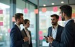 © lian - Business team brainstorming and planning using sticky notes on glass wall. High quality