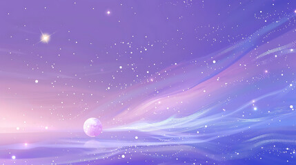 Poster - A dreamy purple sky with a moon stars and ethereal light creates a magical and celestial atmosphere