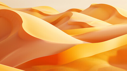 Poster - Abstract sand dunes create a warm and inviting desert landscape with smooth curves and gradients of yellow and orange hues