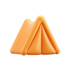 Poster - Orange 3d render of a simple camping tent icon design illustration for websites and applications minimalist style graphic on transparent background