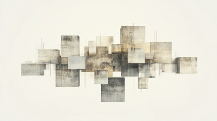 Poster - Abstract geometric shapes create modern and artistic composition, evoking sense of depth