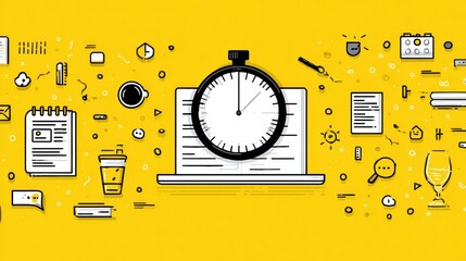 Poster - Deep Work Routine Infographic Showcasing Focus Strategies With Timer and Clean Notebook Design for Productivity Enhancement