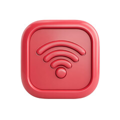 Aufkleber - Red 3d wifi icon square button digital technology internet wireless connection network signal communication modern graphic on transparent background