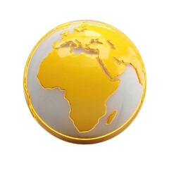 Poster - Golden globe earth map illustration world continents africa europe asia 3d render graphic design element digital art image on transparent background