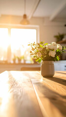 Poster - Softly Lit Flower Arrangement on Tabletop with Natural Shadows