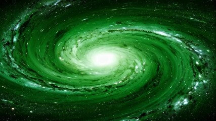 Wall Mural - spectacular green galaxy with swirling arms and bright center in outer space