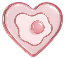 Poster - Pink Heart Shaped Fried Egg Illustration