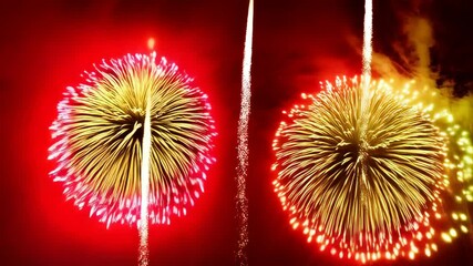 Poster - Spectacular display of golden fireworks bursting in the night sky, celebratory and vibrant