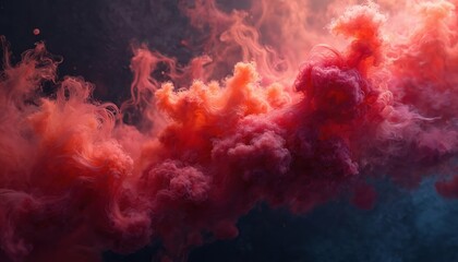 Leinwandbilder - Abstract 4k wallpaper illustration. Crimson clouds smoke texture against dark backdrop. Dynamic flowing forms, vibrant colors, unique digital art design concept.