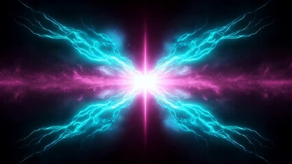 Wall Mural - Abstract energy burst, vibrant colors radiating from a central point