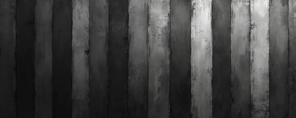 Poster - Abstract black, white background texture illustration. Vertical grunge stripes create contrast. Rough paint strokes, brush texture for stylish designs. Wooden planks feel. Use as surface, wallpaper,