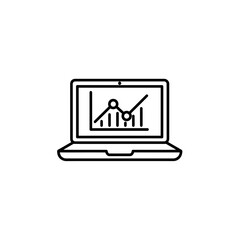 Poster - Laptop with Business Chart Icon: Online Data Analytics and Financial Growth Illustration for Digital Marketing and Investment Analysis - Stock Vector