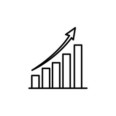 Poster - Rising Bar Chart with Arrow - Upward Trend in Business and Finance Visualization, Showing Growth, Progress and Success in Financial Markets