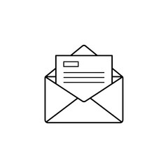 Poster - Minimalist Open Envelope Icon with Letter for Notifications, Communication, and Correspondence Concepts in a Clean Line Art Style