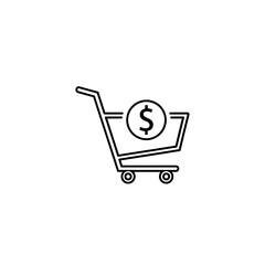 Poster - Shopping Cart with Dollar Sign: Minimalist Icon for E-commerce and Finance Visualization - Black and White Outline Design
